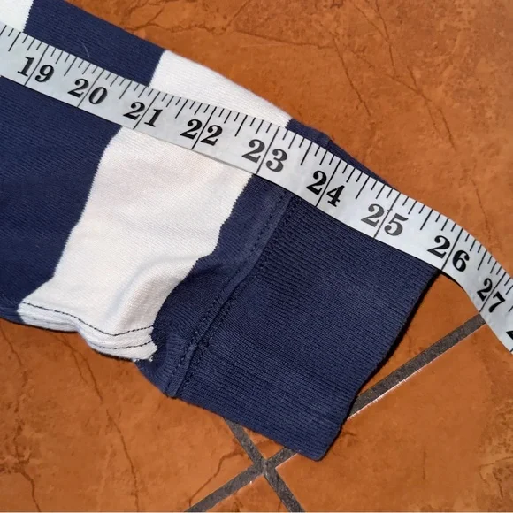 Polo Ralph Lauren Rugby Shirt L Striped Green Collar Custom Fit - Picture 5 of 7